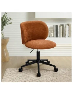 Oikiture Oikiture Office Chair Armless Mid Back Swivel Ergonomic Chair Wheels Orange