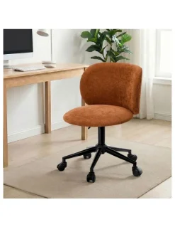 Oikiture Oikiture Office Chair Armless Mid Back Swivel Ergonomic Chair Wheels Orange