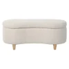 Oikiture Oikiture Storage Ottoman Cashew Foot Stool Teddy Boucle Chest Bench Blanket Box