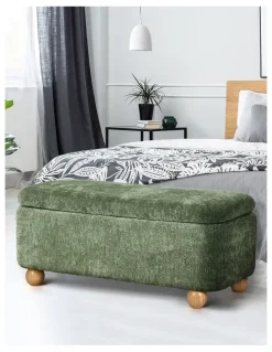 Oikiture Oikiture Storage Ottoman Blanket Box Couch Bench Chenille Ball Foot Stool