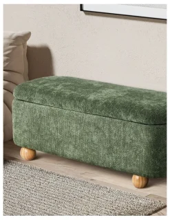 Oikiture Oikiture Storage Ottoman Blanket Box Couch Bench Chenille Ball Foot Stool