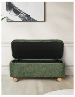 Oikiture Oikiture Storage Ottoman Blanket Box Couch Bench Chenille Ball Foot Stool