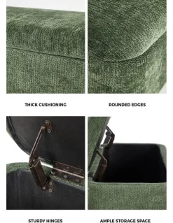 Oikiture Oikiture Storage Ottoman Blanket Box Couch Bench Chenille Ball Foot Stool