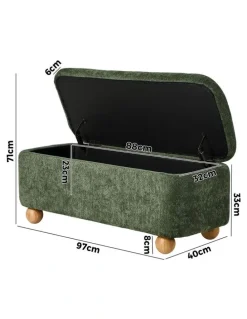Oikiture Oikiture Storage Ottoman Blanket Box Couch Bench Chenille Ball Foot Stool