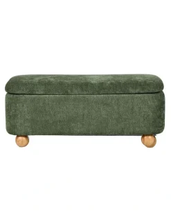 Oikiture Oikiture Storage Ottoman Blanket Box Couch Bench Chenille Ball Foot Stool