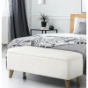 Oikiture Oikiture Storage Ottoman Blanket Box Chest Toy Foot Stool Sherpa White