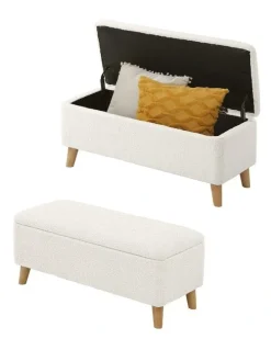 Oikiture Oikiture Storage Ottoman Blanket Box Chest Toy Foot Stool Sherpa White