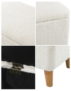 Oikiture Oikiture Storage Ottoman Blanket Box Chest Toy Foot Stool Sherpa White