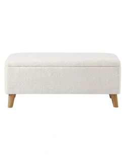 Oikiture Oikiture Storage Ottoman Blanket Box Chest Toy Foot Stool Sherpa White
