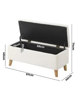 Oikiture Oikiture Storage Ottoman Blanket Box Chest Toy Foot Stool Sherpa White