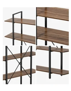 Oikiture Oikiture 5 Tier Display Shelf Stand Bookshelf Metal Storage Industrial 1.2m