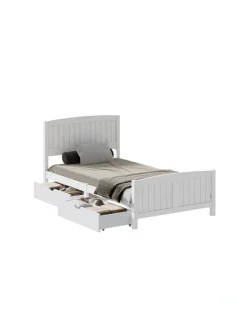 Oikiture Oikiture Wooden Bed Frame King Single Base with Trundle Storage Drawers White