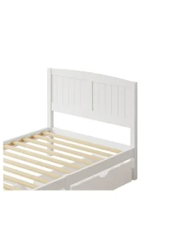 Oikiture Oikiture Wooden Bed Frame King Single Base with Trundle Storage Drawers White