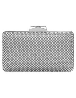 Olga Berg Natasha Ball Mesh Clutch in Silver