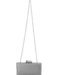 Olga Berg Natasha Ball Mesh Clutch in Silver