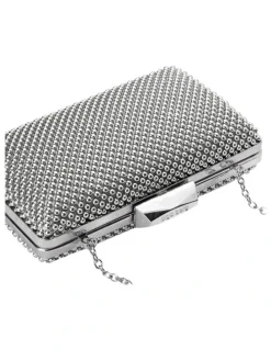 Olga Berg Natasha Ball Mesh Clutch in Silver