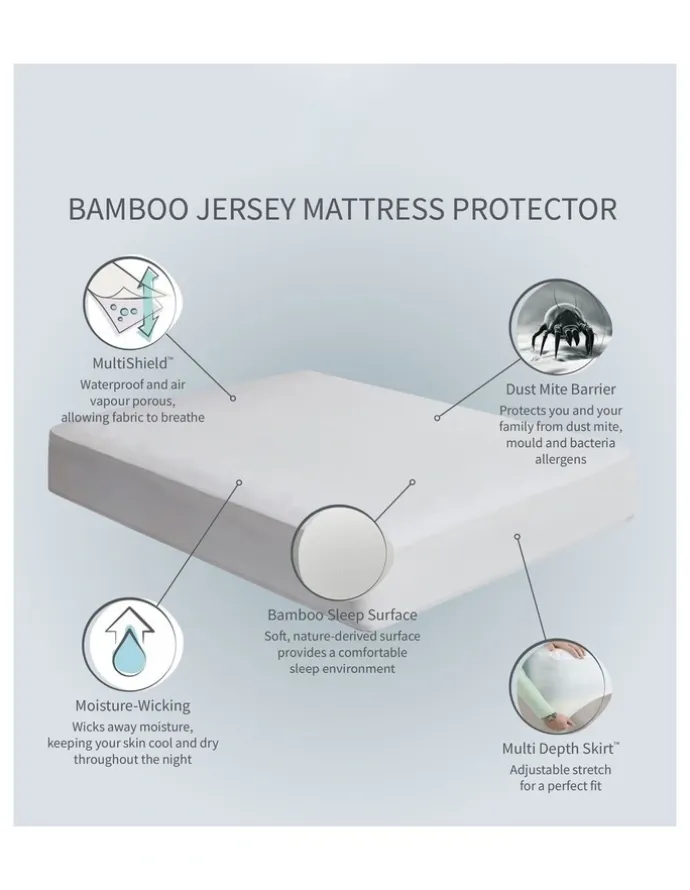 Opossum by Protect-A-Bed Bamboo Jersey Waterproof Fitted Mattress Protector in White