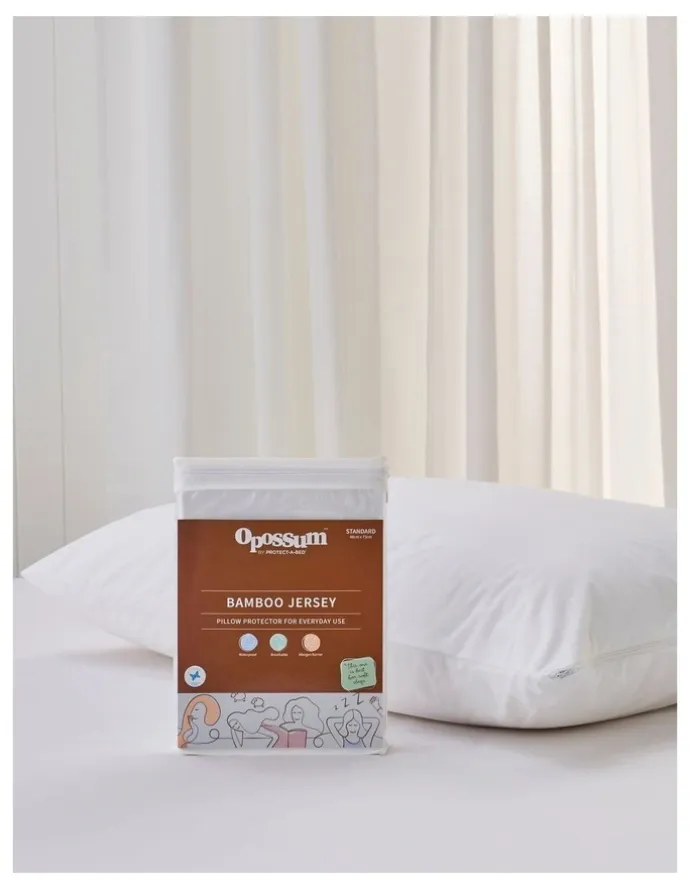 Opossum by Protect-A-Bed Bamboo Jersey Waterproof Fitted Mattress Protector in White