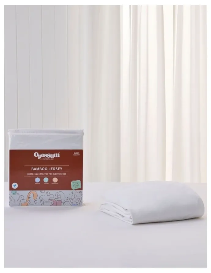 Opossum by Protect-A-Bed Bamboo Jersey Waterproof Fitted Mattress Protector in White