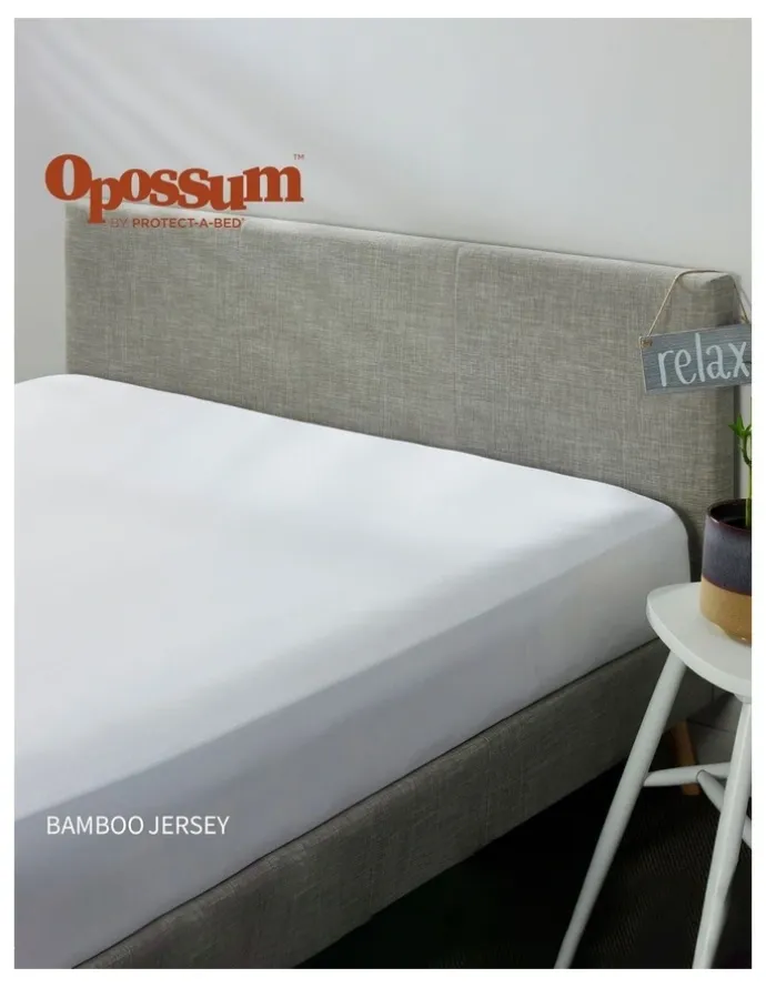 Opossum by Protect-A-Bed Bamboo Jersey Waterproof Fitted Mattress Protector in White