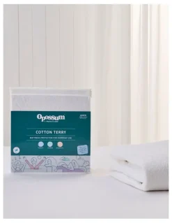 Opossum by Protect-A-Bed Cotton Terry Waterproof Fitted Mattress Protector in White
