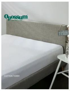 Opossum by Protect-A-Bed Cotton Terry Waterproof Fitted Mattress Protector in White