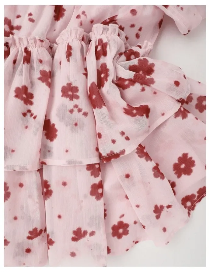 Origami April Chiffon Dress in Pink