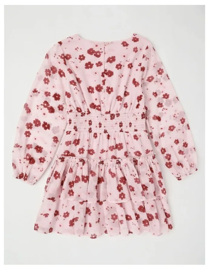 Origami April Chiffon Dress in Pink