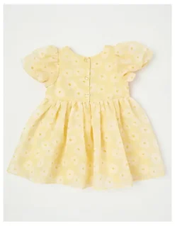 Origami Clementine Newborn Puff Sleeve Dress in Yellow