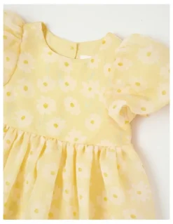 Origami Clementine Newborn Puff Sleeve Dress in Yellow