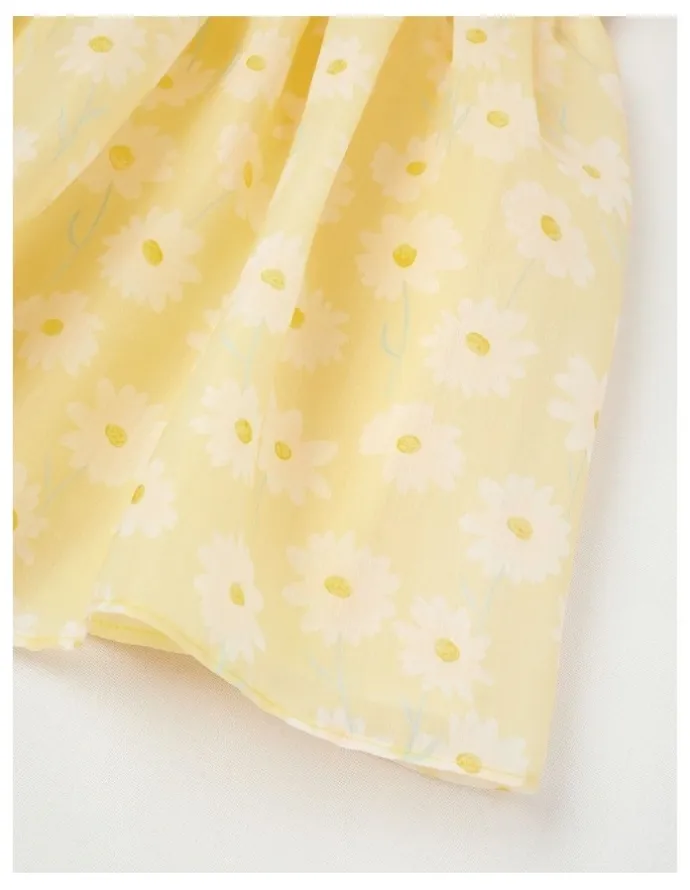 Origami Clementine Newborn Puff Sleeve Dress in Yellow