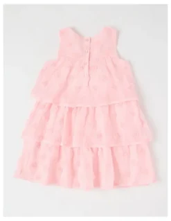 Origami Elana Tiered Dress with 3D Florals in Pink
