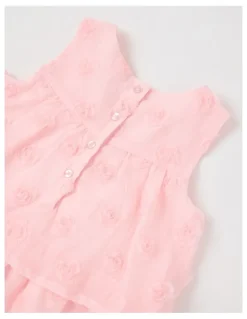 Origami Elana Tiered Dress with 3D Florals in Pink