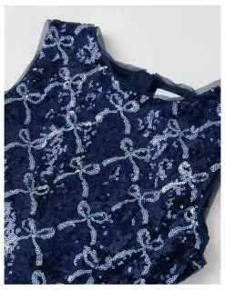 Origami Elenor Bow Dress with Godet Inserts in Navy