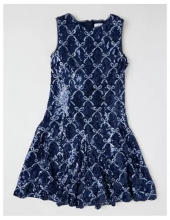 Origami Elenor Bow Dress with Godet Inserts in Navy