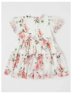 Origami Ember Lurex Drop Waist Dress in White