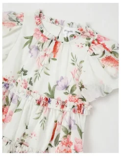 Origami Ember Lurex Drop Waist Dress in White