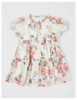 Origami Ember Lurex Drop Waist Dress in White