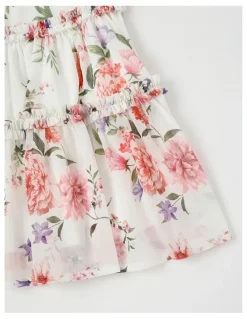 Origami Ember Lurex Drop Waist Dress in White