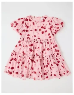 Origami Ember Lurex Drop Waist Dress in Pink
