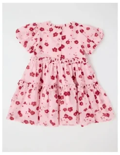 Origami Ember Lurex Drop Waist Dress in Pink