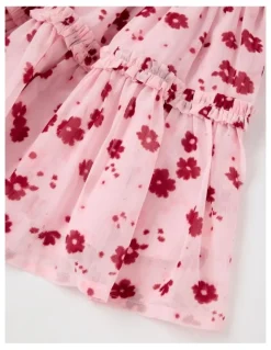 Origami Ember Lurex Drop Waist Dress in Pink