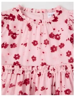 Origami Ember Lurex Drop Waist Dress in Pink