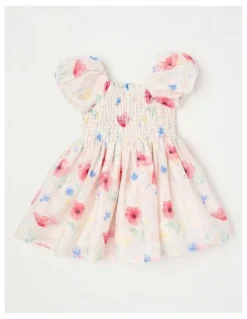 Origami Gemmie Newborn Puff Sleeve Dress in Pink