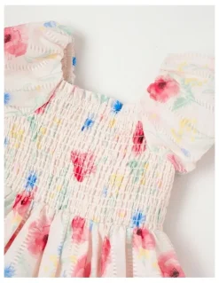 Origami Gemmie Newborn Puff Sleeve Dress in Pink