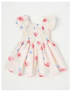 Origami Gemmie Newborn Puff Sleeve Dress in Pink