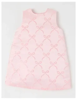 Origami Hazel Embroidered Bow Aline Dress with Oversized Bow in Pink