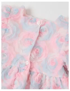 Origami Lou Babydoll Textured Dress with Puff Sleeve