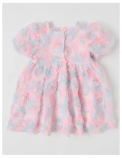 Origami Lou Babydoll Textured Dress with Puff Sleeve