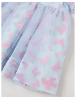 Origami Lulu Butterfly Dress with Puff Sleeves in Light Blue